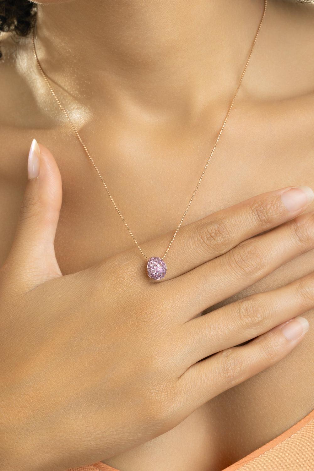 Pink Sapphire Bahia Pendant Necklace-ROSE GOLD-18-JEWELRYFINE JEWELNECKLACE O-GRAZIELA