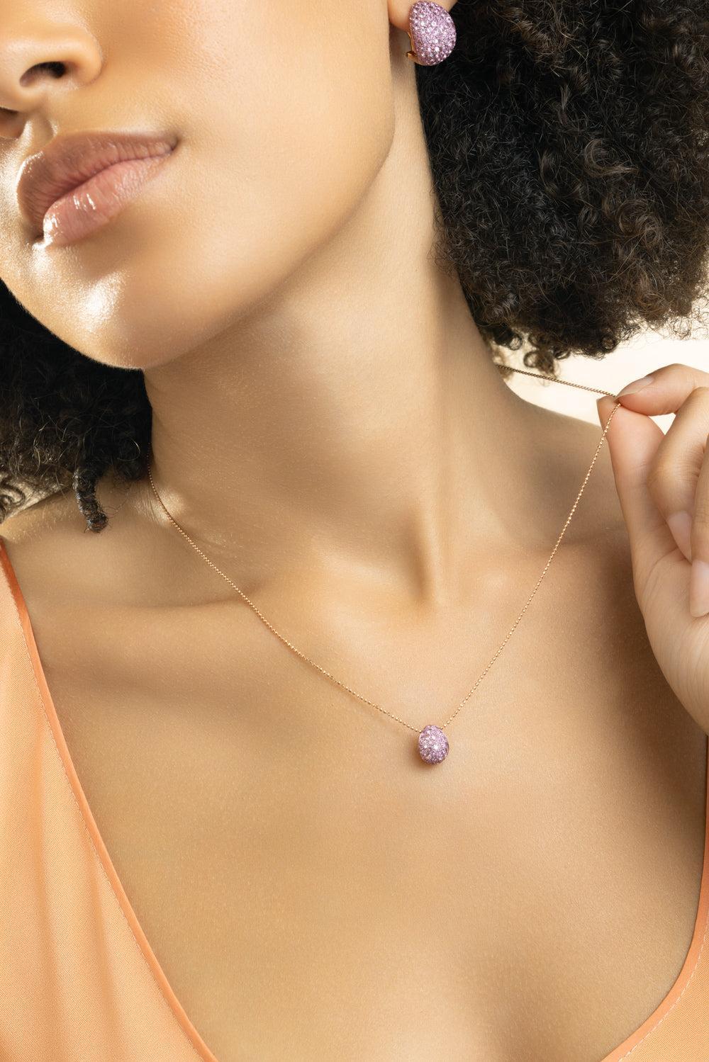 Pink Sapphire Bahia Pendant Necklace-ROSE GOLD-18-JEWELRYFINE JEWELNECKLACE O-GRAZIELA