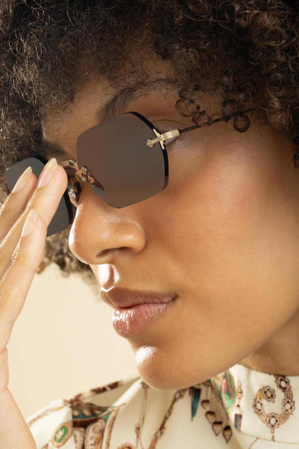 TK-13 Sun Hex Mirror Sunglasses-GLDDKBRN-ACCESSORIESUNGLASSES-OLIVER PEOPLES