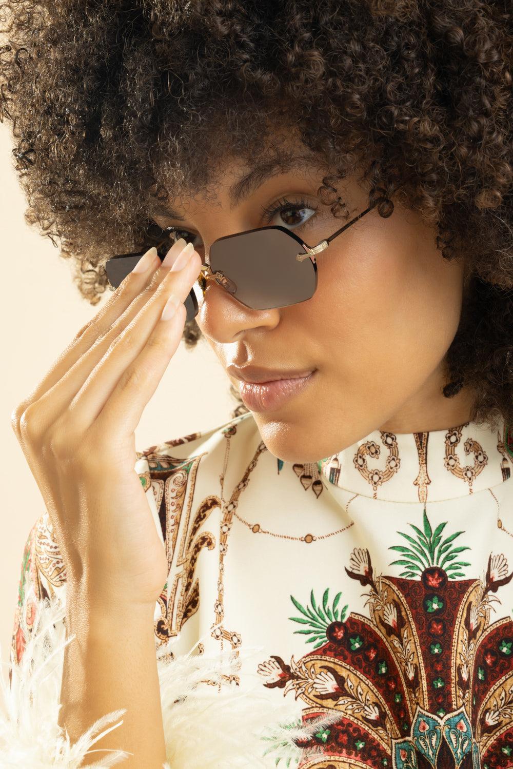 TK-13 Sun Hex Mirror Sunglasses-GLDDKBRN-ACCESSORIESUNGLASSES-OLIVER PEOPLES