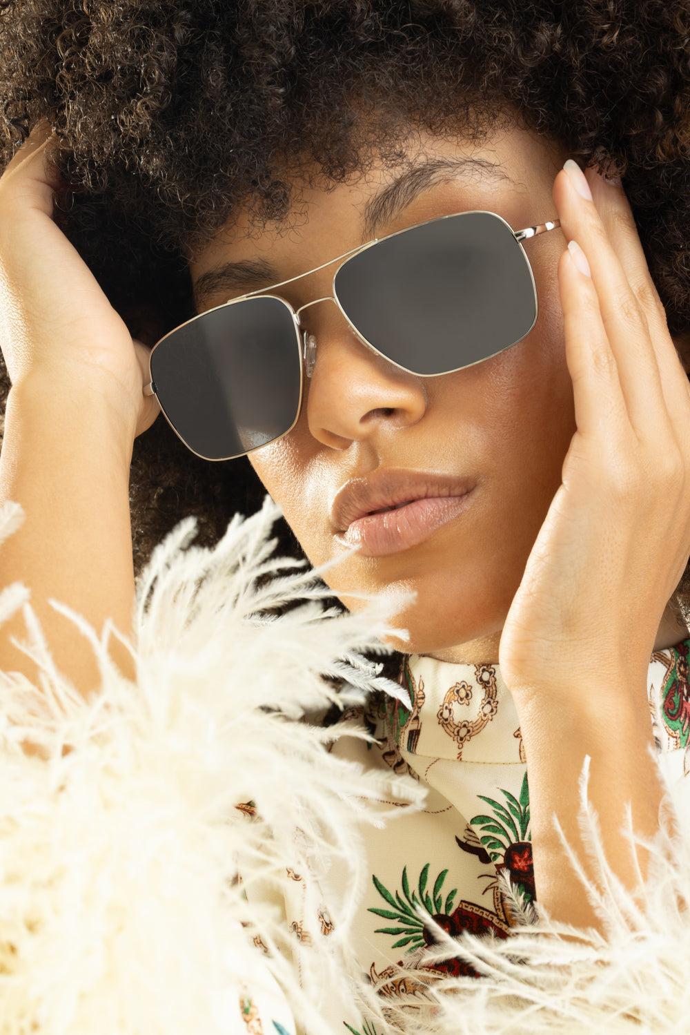 Square Aviator Polarized Sunglasses-SLVRGREY-ACCESSORIESUNGLASSES-OLIVER PEOPLES