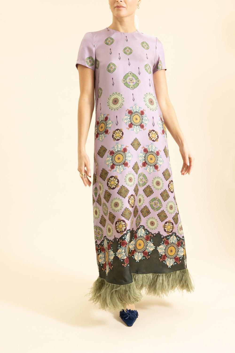 Feather Swing Dress - Nucleaus Placee Dusty Pink-NUCLEUS-XS-CLOTHINGDRESSCASUAL-LA DOUBLEJ