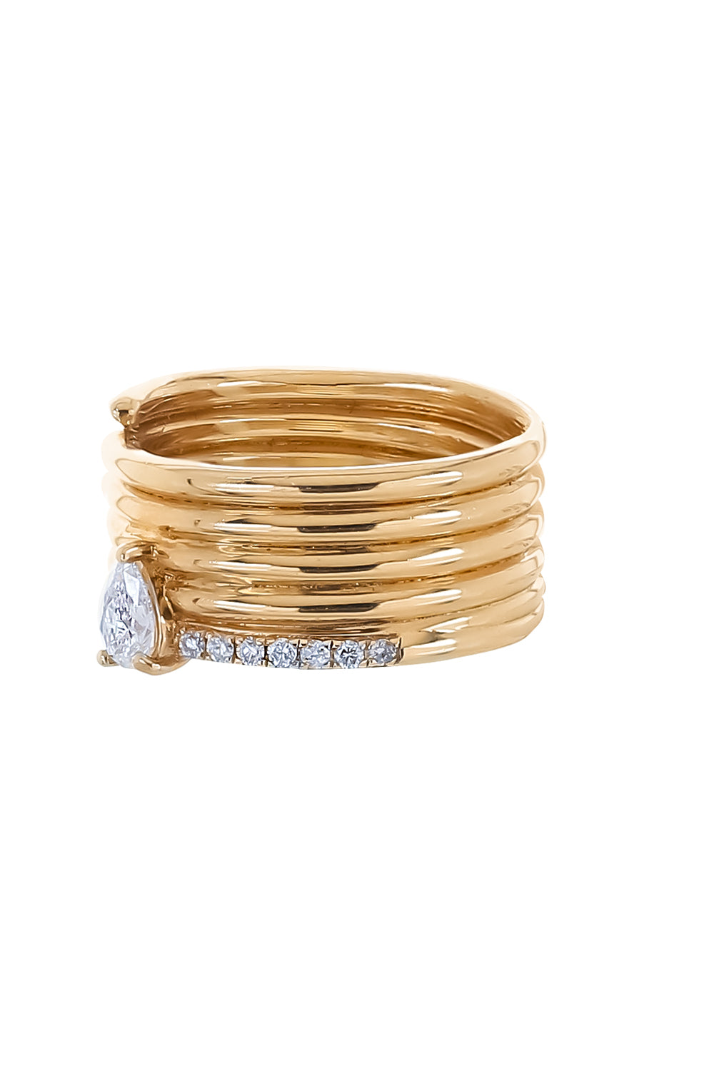 Diamond Pear Coiled Ring