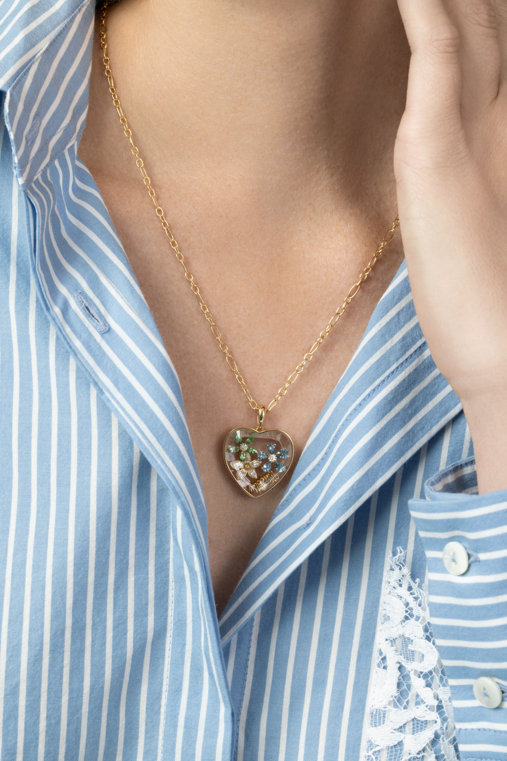 Tsavorite Wild Green Orchid Charm-YELLOW GOLD-JEWELRYFINE JEWELPENDANT-LOQUET