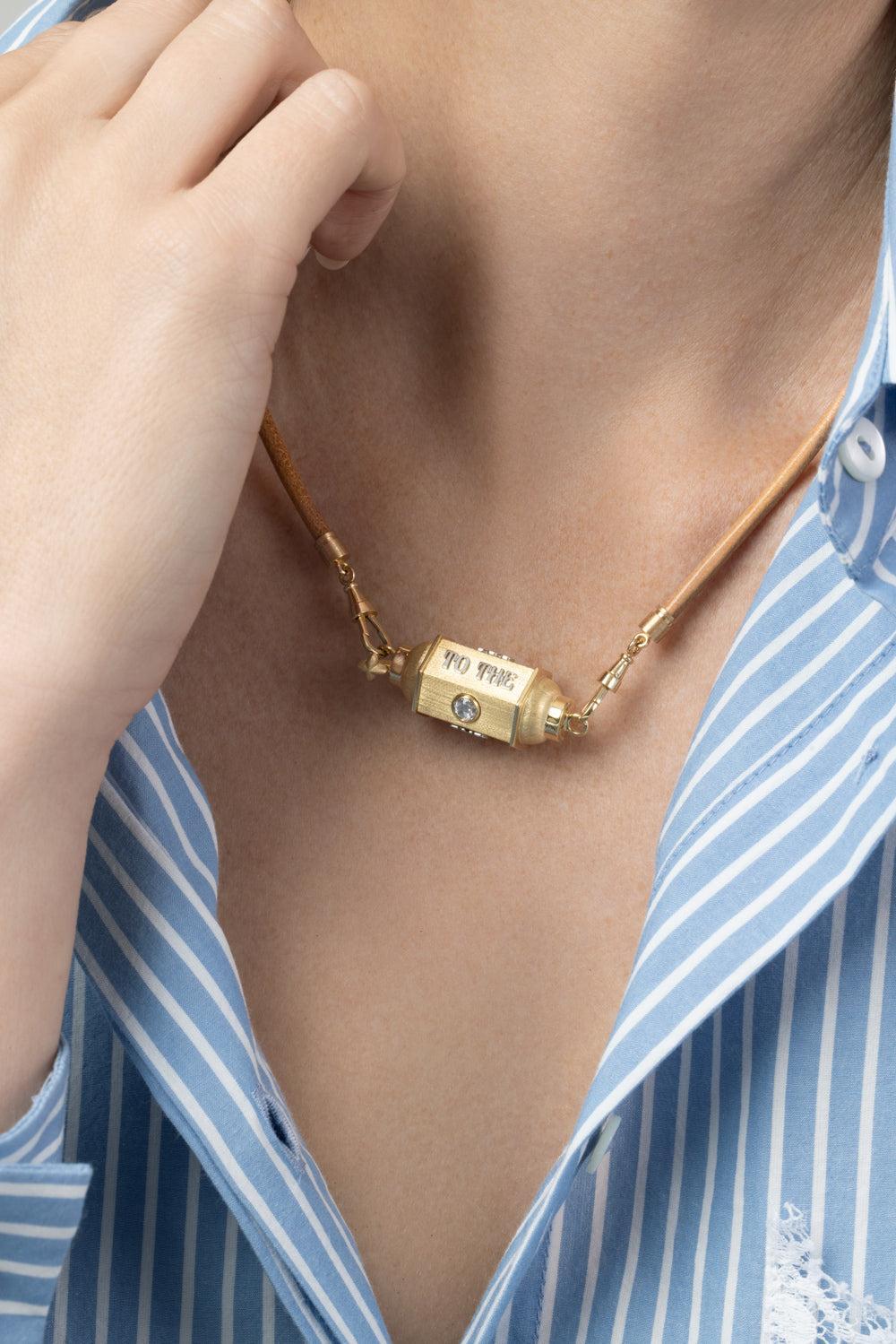 Love You Locket Leather Necklace-YELLOW GOLD-JEWELRYFINE JEWELNECKLACE O-MARIE LICHTENBERG