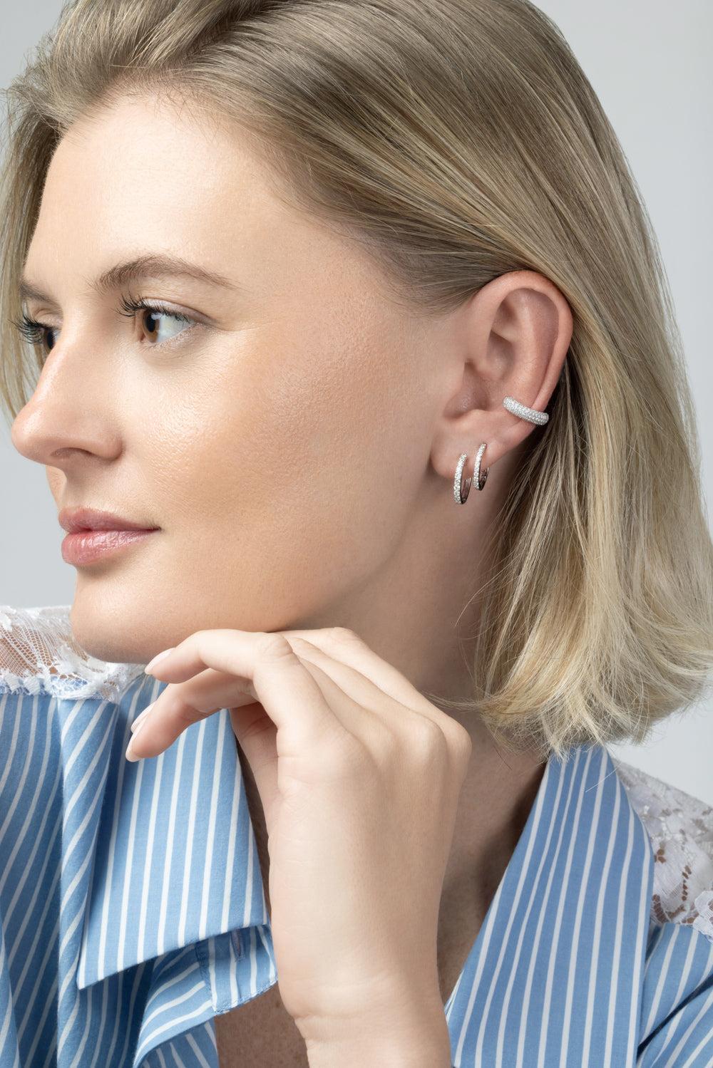  Diamond One Row Ear Cuff - White Gold-WHITE GOLD-JEWELRYFINE JEWELEARRING-SOFIA LAROUSSI 