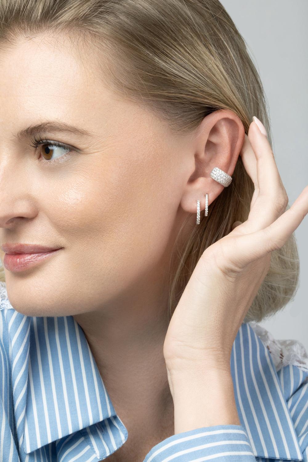  Diamond Pave Wide Ear Cuff - White Gold-WHITE GOLD-JEWELRYFINE JEWELEARRING-SOFIA LAROUSSI 