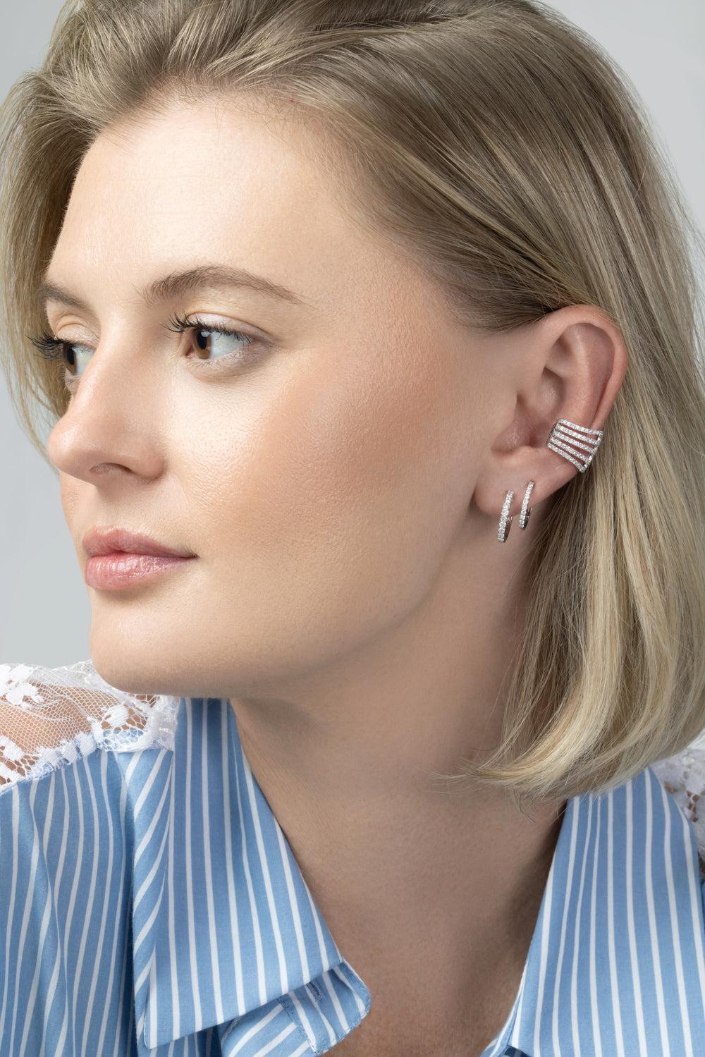Diamond Five Row Open Ear Cuff-WHITE GOLD-JEWELRYFINE JEWELEARRING-SOFIA LAROUSSI