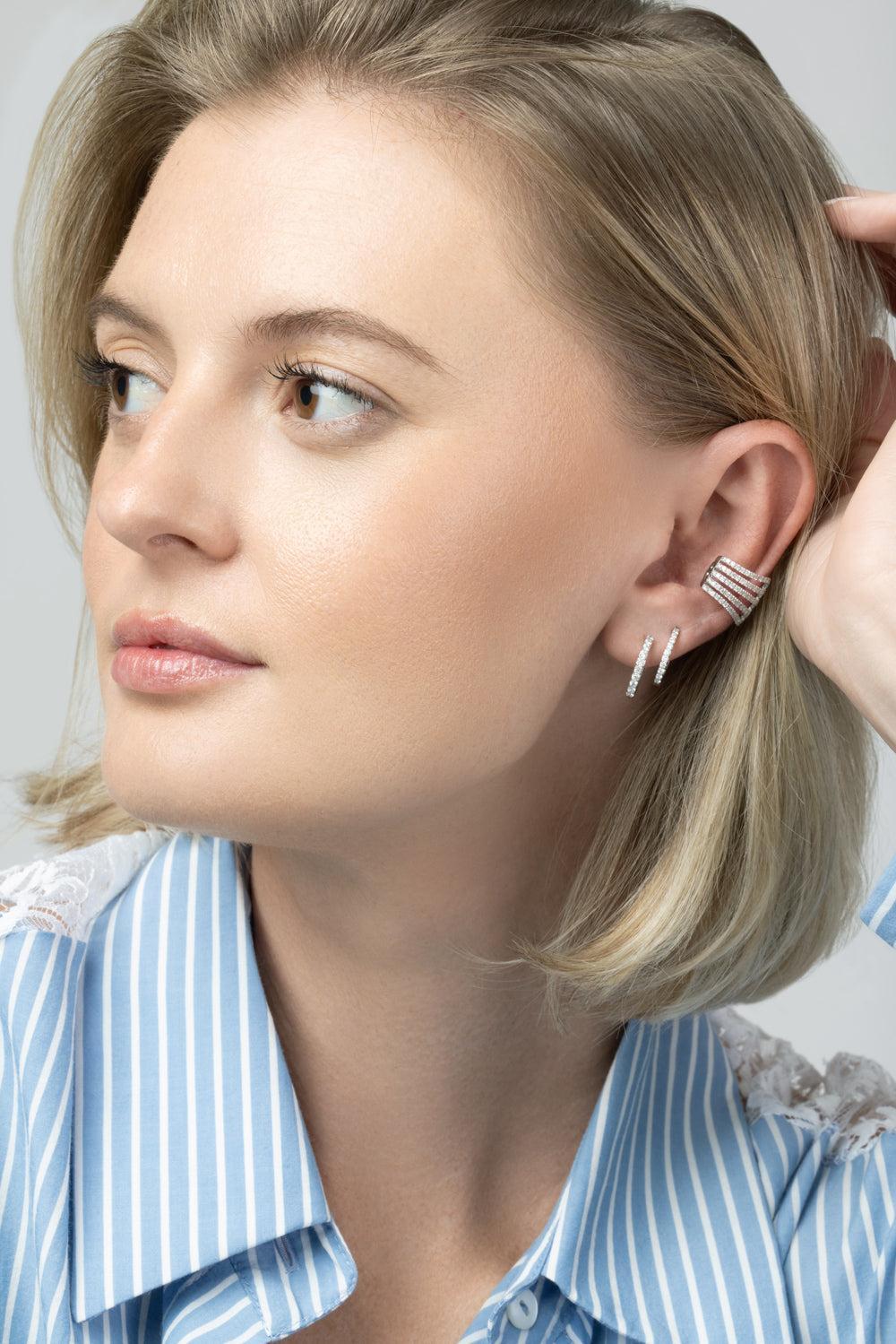 Diamond Five Row Open Ear Cuff-WHITE GOLD-JEWELRYFINE JEWELEARRING-SOFIA LAROUSSI