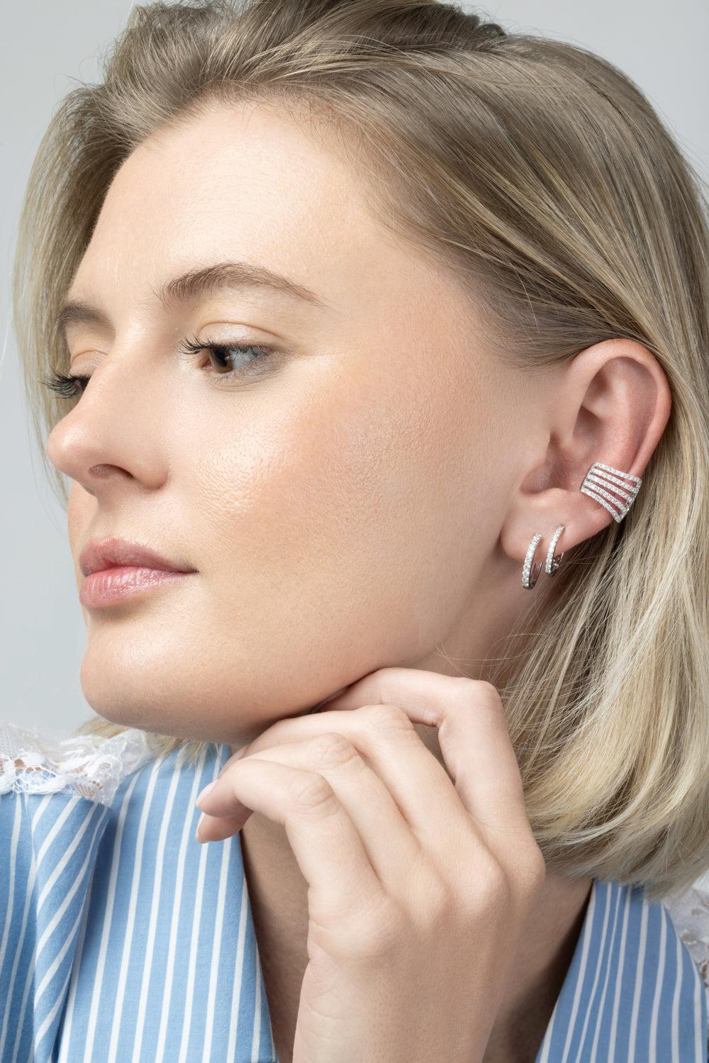  Diamond Five Row Open Ear Cuff-WHITE GOLD-JEWELRYFINE JEWELEARRING-SOFIA LAROUSSI 