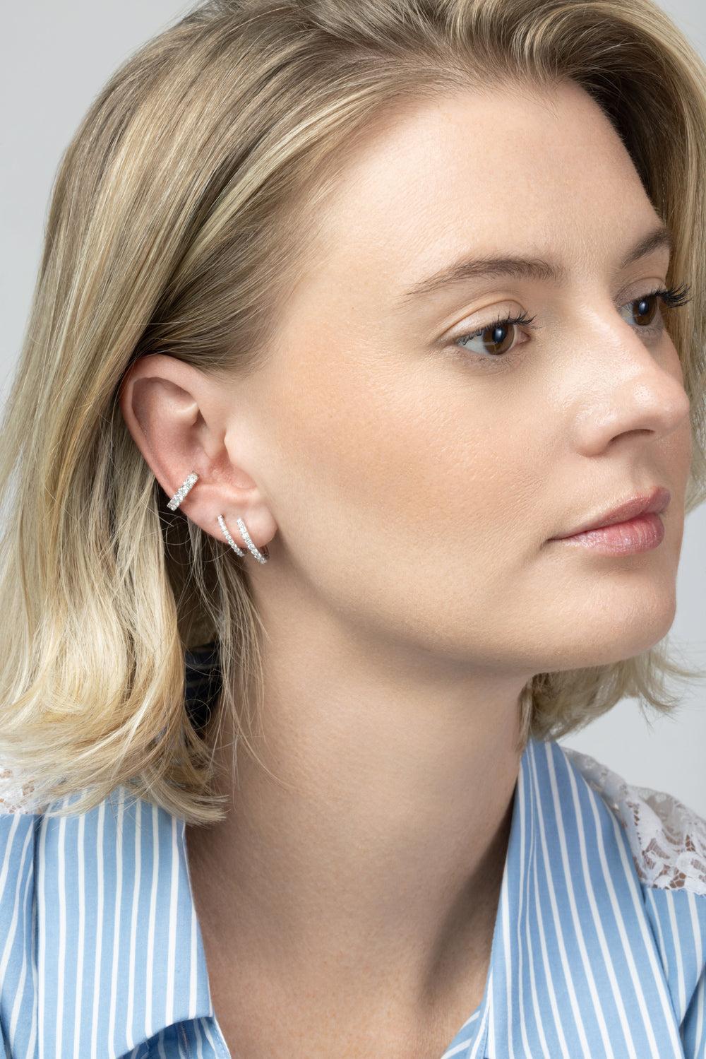  Diamond Round Single Row Ear Cuff - White Gold-WHITE GOLD-JEWELRYFINE JEWELEARRING-SOFIA LAROUSSI 