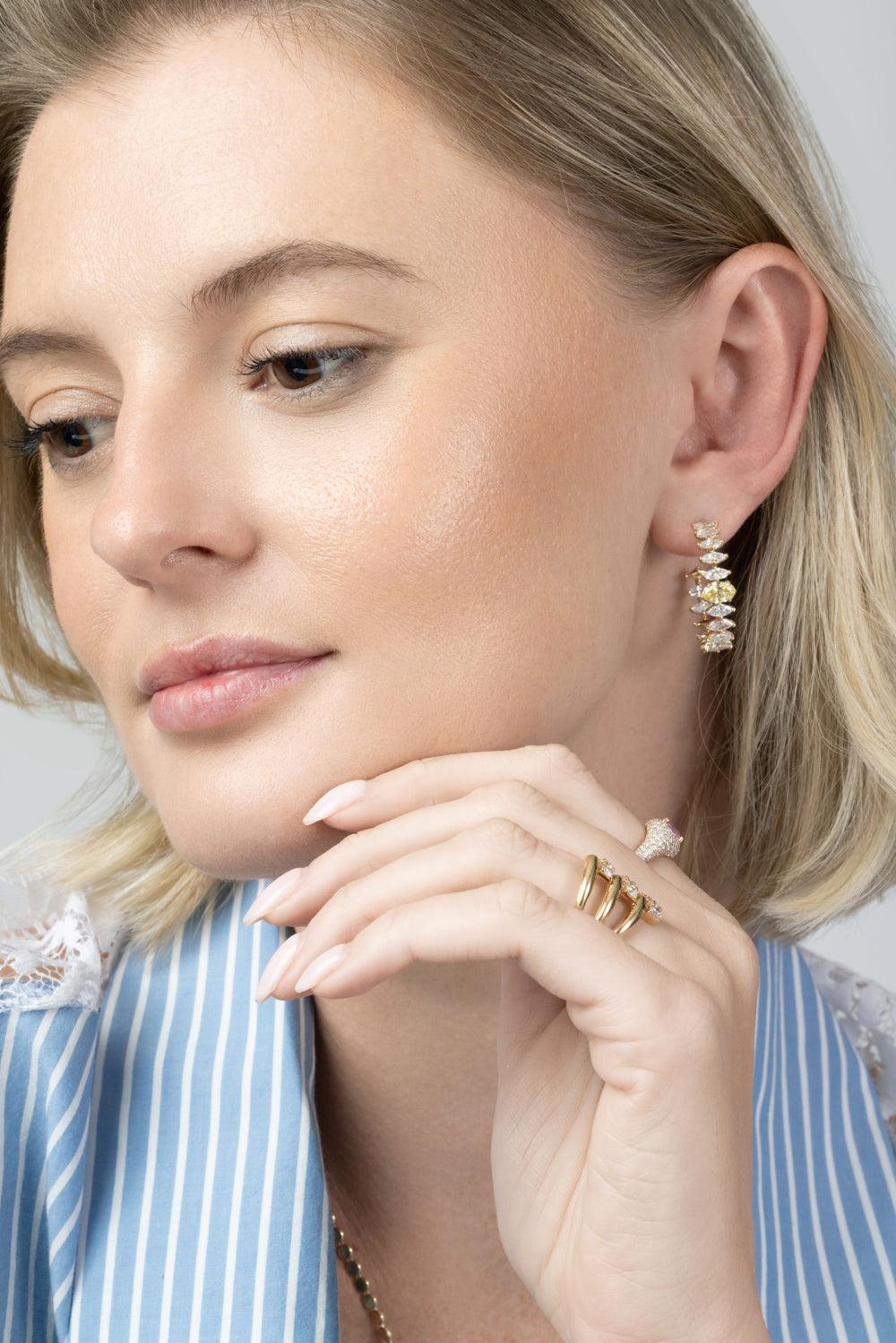  Diamond Two Tone Hoop Earrings-YELLOW GOLD-JEWELRYFINE JEWELEARRING-SOFIA LAROUSSI 