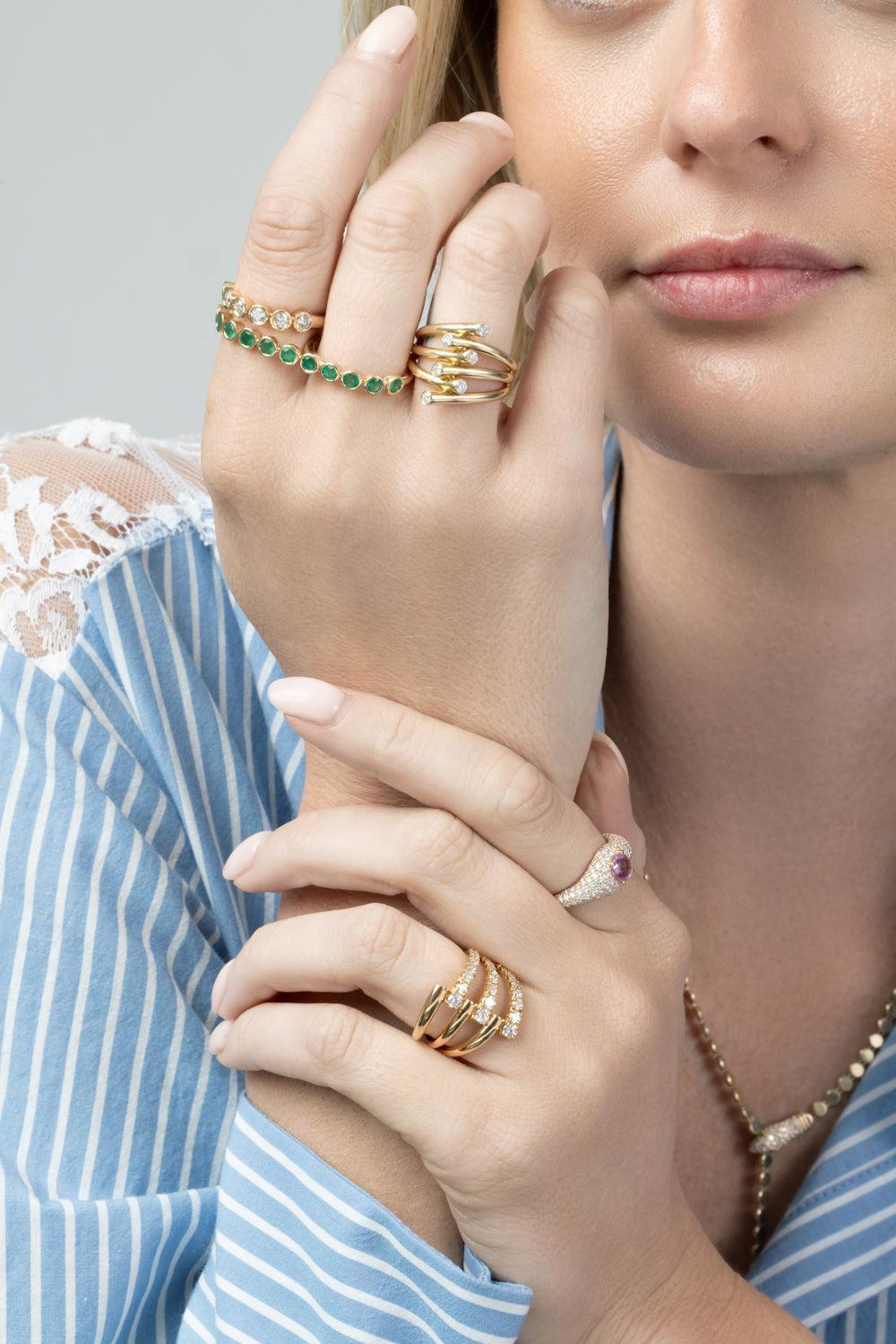  Diamond Criss Cross Ring-YELLOW GOLD-6.5-JEWELRYFINE JEWELRING-SOFIA LAROUSSI 