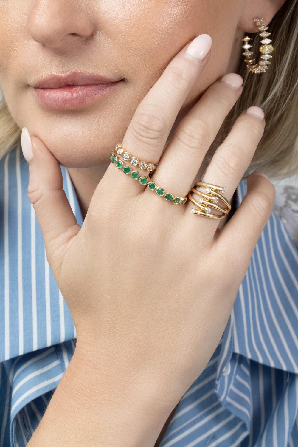 Diamond Criss Cross Ring-YELLOW GOLD-6.5-JEWELRYFINE JEWELRING-SOFIA LAROUSSI