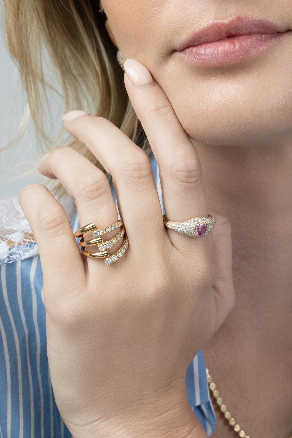 Pink Sapphire Diamond Ring-YELLOW GOLD-6.5-JEWELRYFINE JEWELRING-SOFIA LAROUSSI