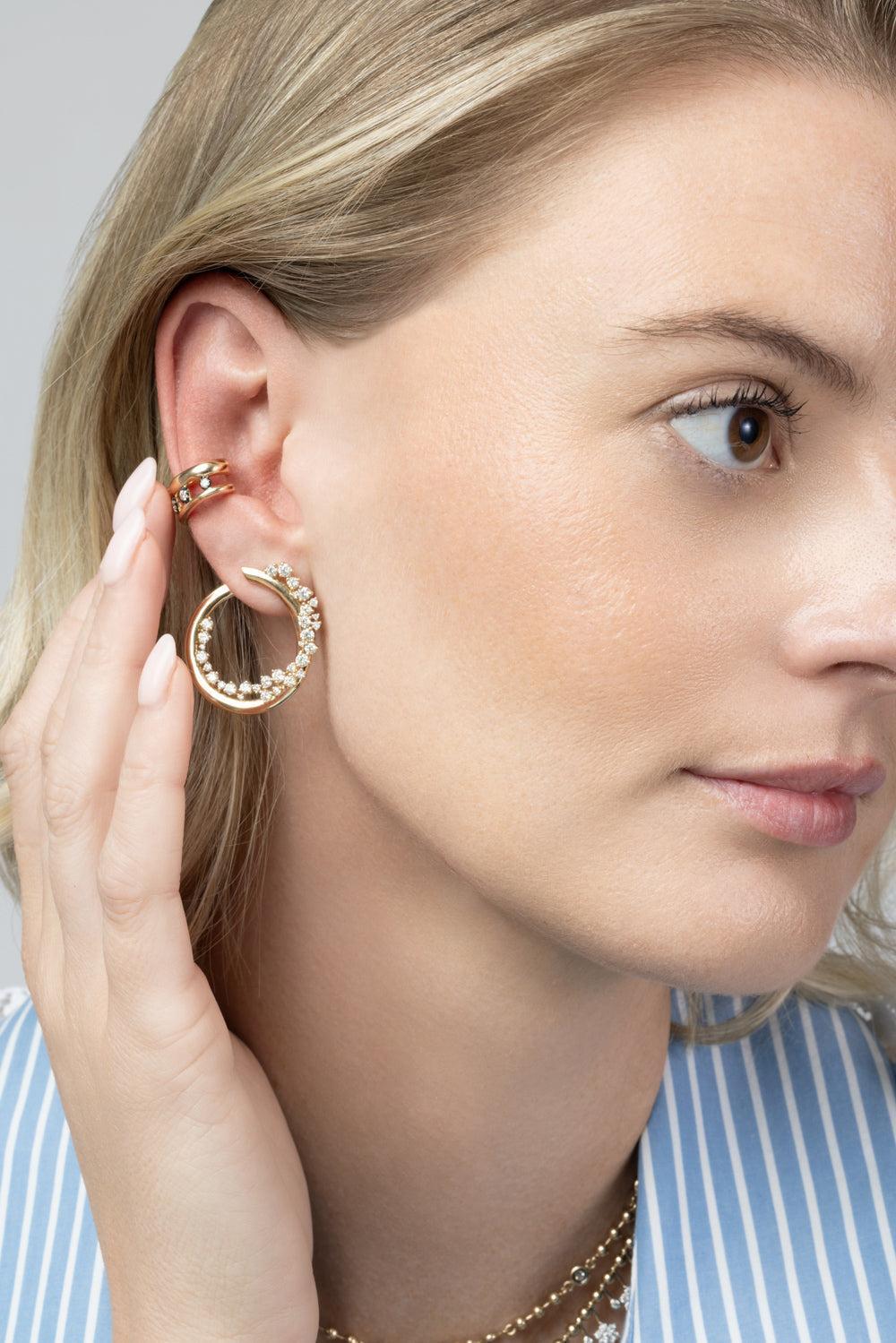Diamond Triple Floating Ear Cuff-YELLOW GOLD-JEWELRYFINE JEWELEARRING-SOFIA LAROUSSI