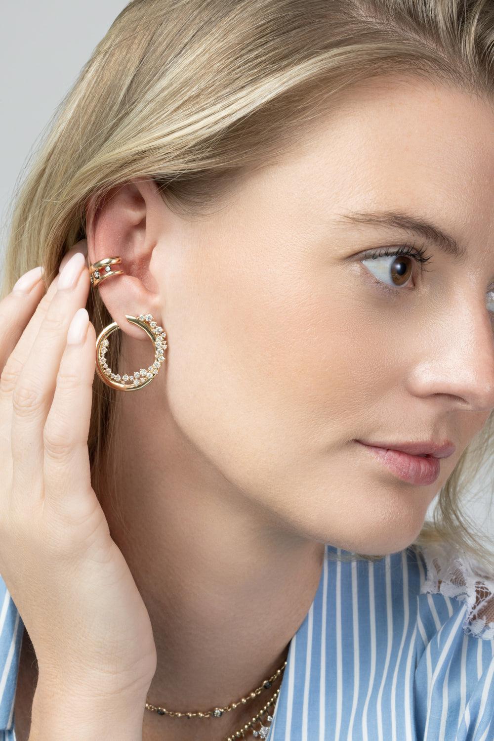  Diamond Triple Floating Ear Cuff-YELLOW GOLD-JEWELRYFINE JEWELEARRING-SOFIA LAROUSSI 