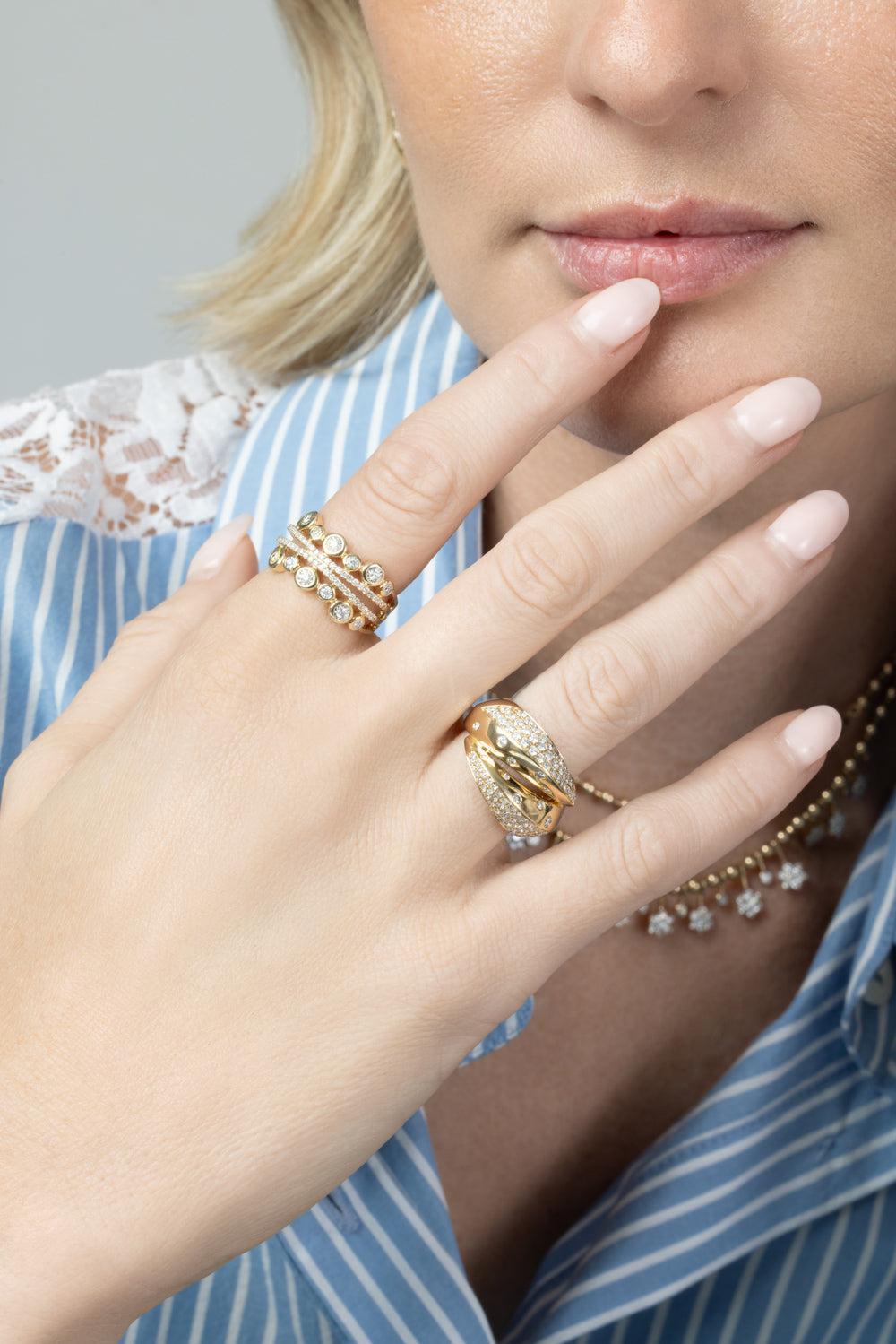 Diamond Round Bezel Row Ring-YELLOW GOLD-6.25-JEWELRYFINE JEWELRING-SOFIA LAROUSSI 