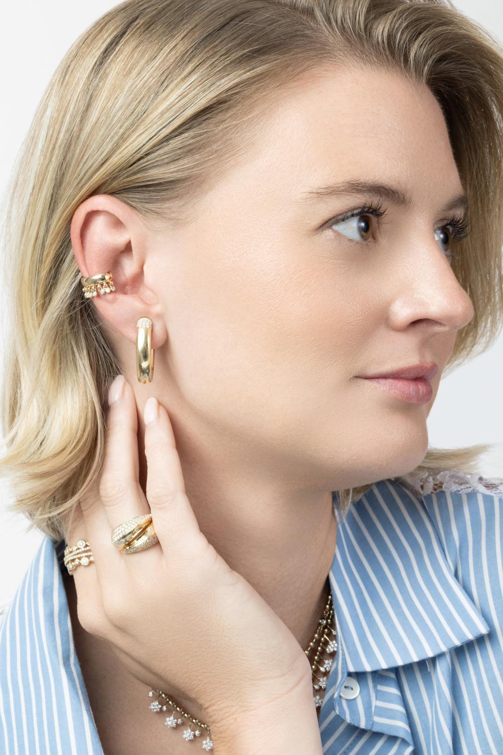  Diamond Fringed Ear Cuff-YELLOW GOLD-JEWELRYFINE JEWELEARRING-SOFIA LAROUSSI 