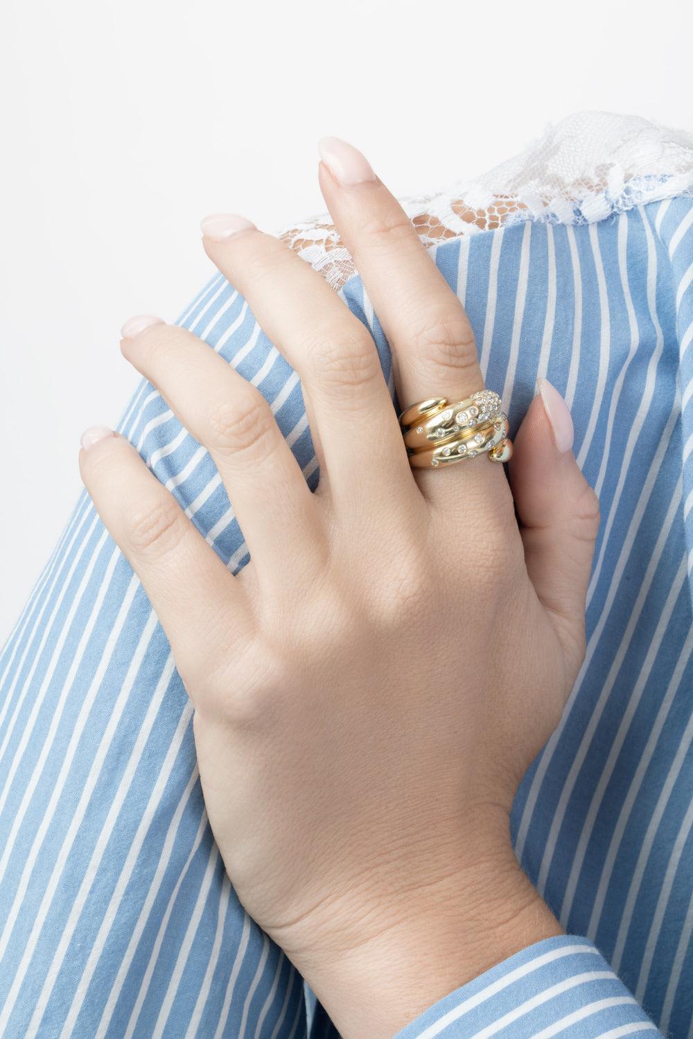 Diamond Scattered Coil Ring-YELLOW GOLD-6.25-JEWELRYFINE JEWELRING-SOFIA LAROUSSI
