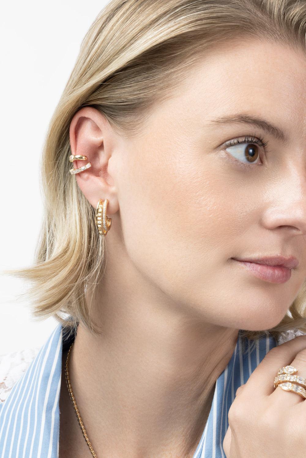 Diamond Baguette Ear Cuff-YELLOW GOLD-JEWELRYFINE JEWELEARRING-SOFIA LAROUSSI