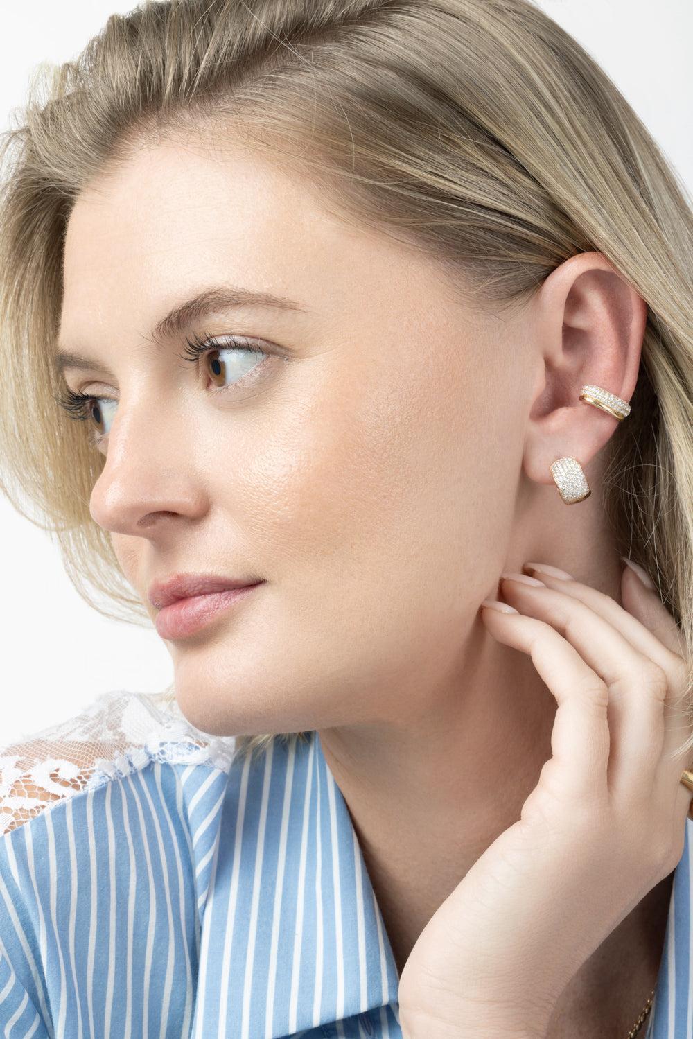 Diamond Three Line Ear Cuff-YELLOW GOLD-JEWELRYFINE JEWELEARRING-SOFIA LAROUSSI