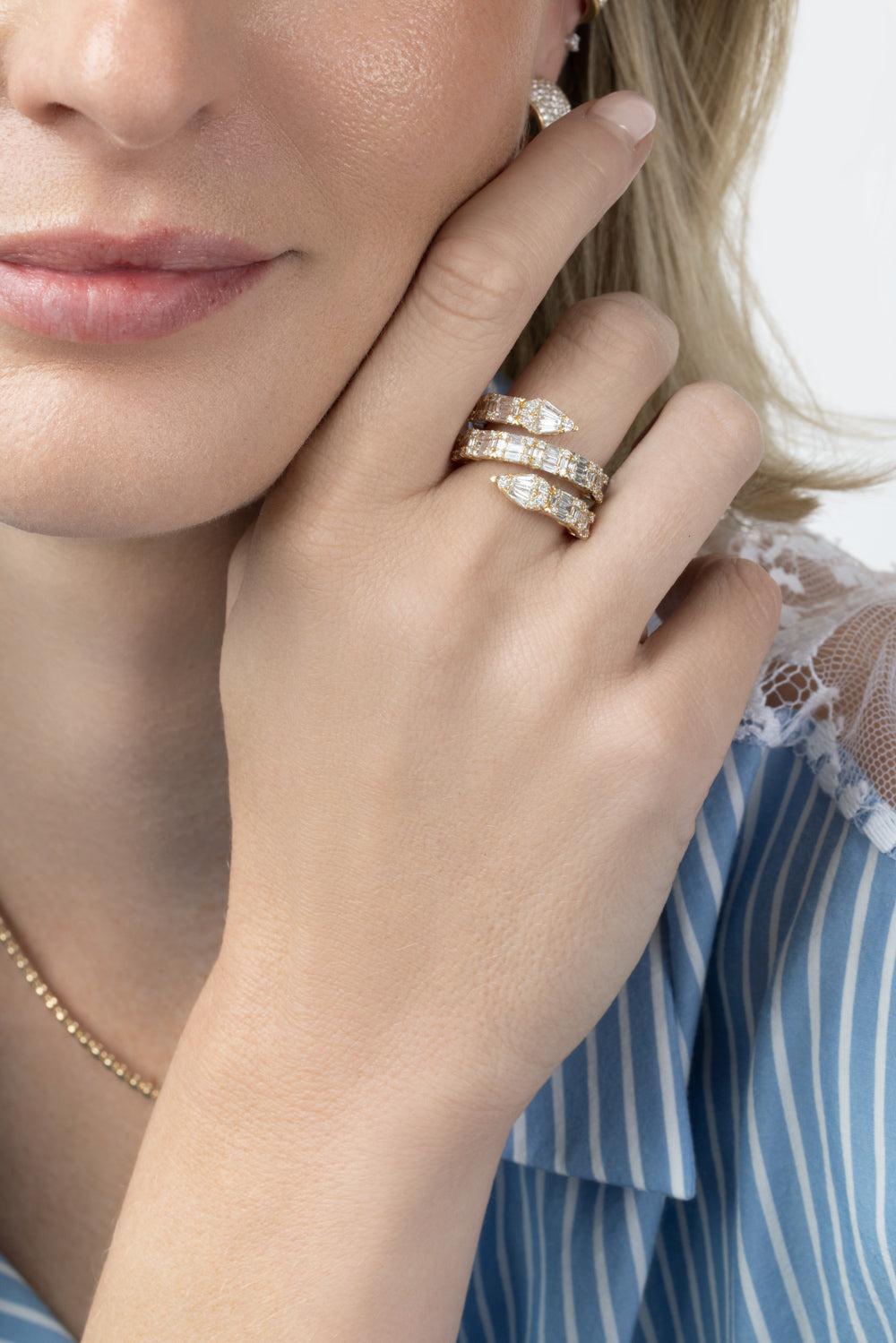  Diamond Mixed Coil Ring-YELLOW GOLD-6-JEWELRYFINE JEWELRING-SOFIA LAROUSSI 