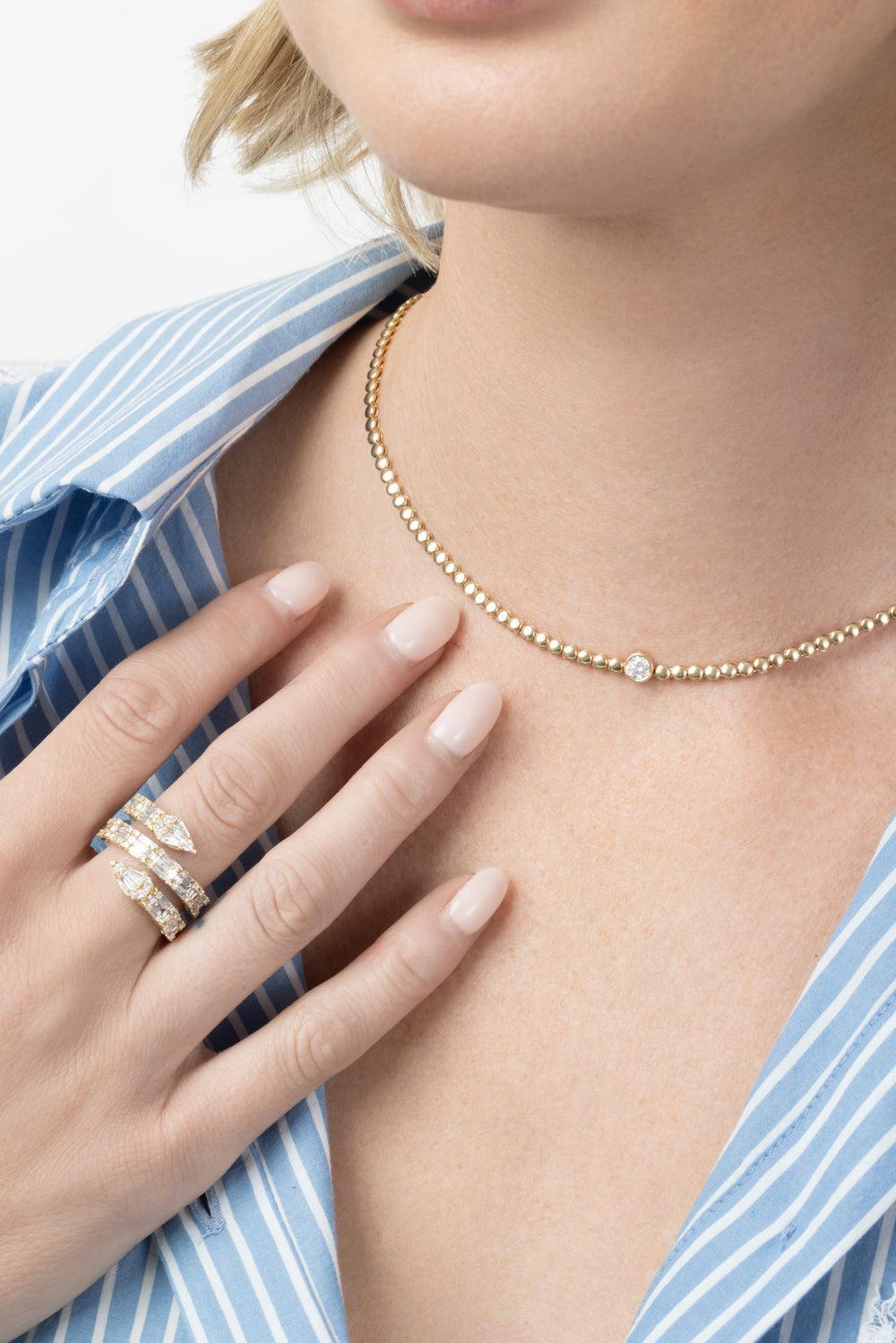  Diamond Solitaire Tennis Necklace-YELLOW GOLD-JEWELRYFINE JEWELNECKLACE O-SOFIA LAROUSSI 