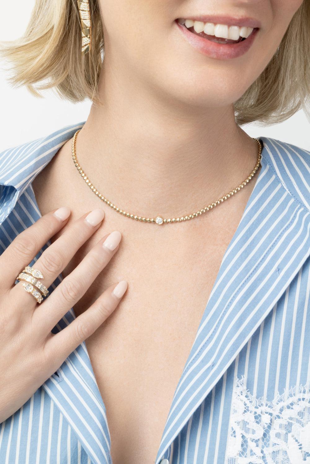  Diamond Solitaire Tennis Necklace-YELLOW GOLD-JEWELRYFINE JEWELNECKLACE O-SOFIA LAROUSSI 