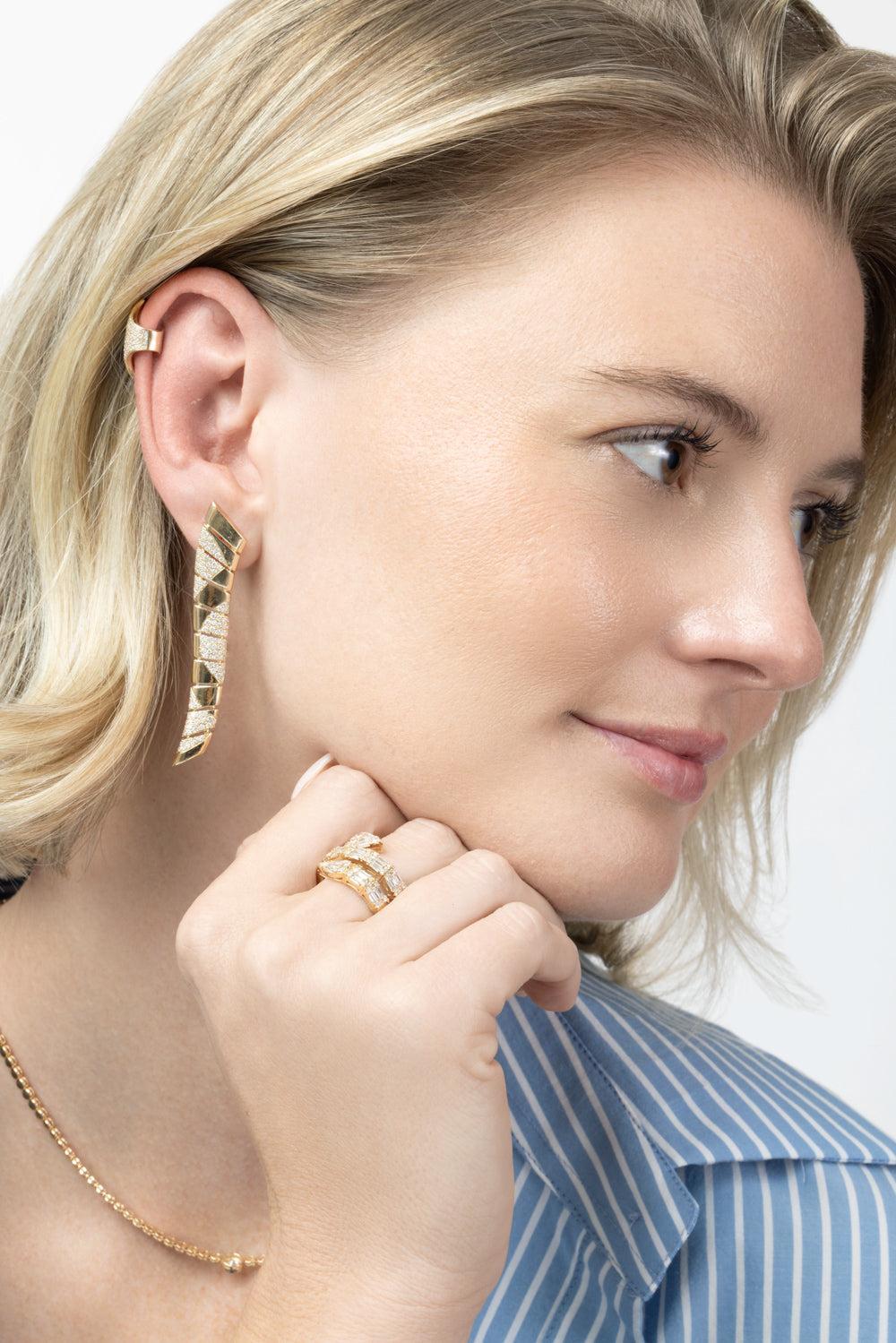 Diamond Section Long Earrings-YELLOW GOLD-JEWELRYFINE JEWELEARRING-SOFIA LAROUSSI