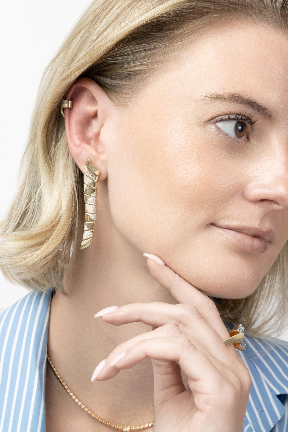  Diamond Section Long Earrings-YELLOW GOLD-JEWELRYFINE JEWELEARRING-SOFIA LAROUSSI 