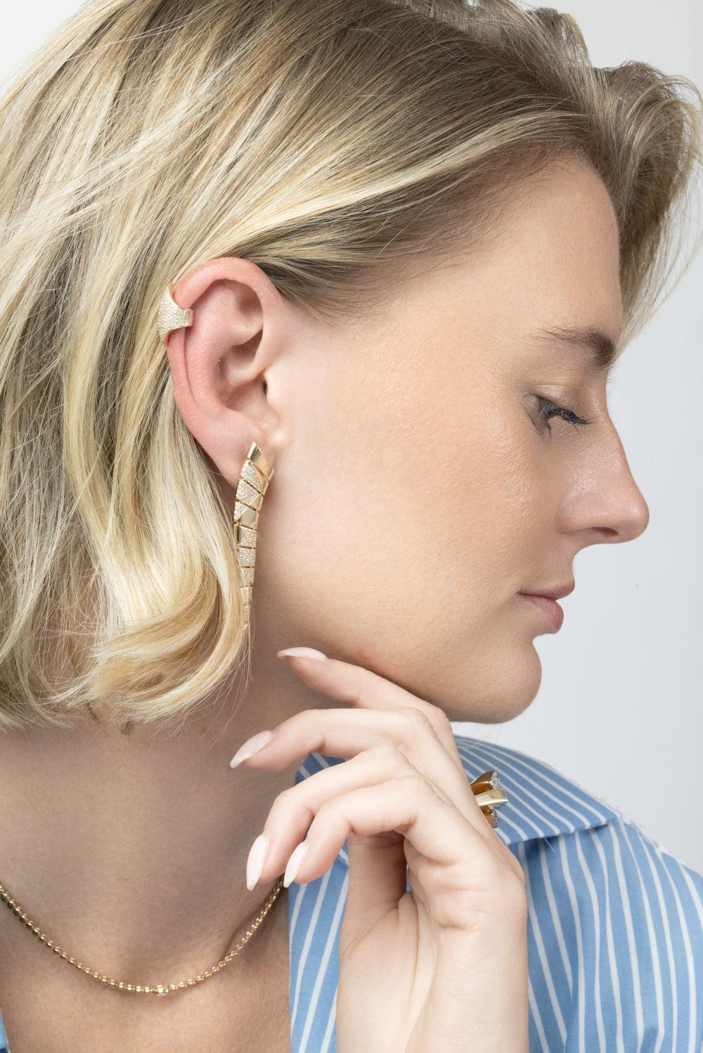 Diamond Shield Ear Cuff-YELLOW GOLD-JEWELRYFINE JEWELEARRING-SOFIA LAROUSSI