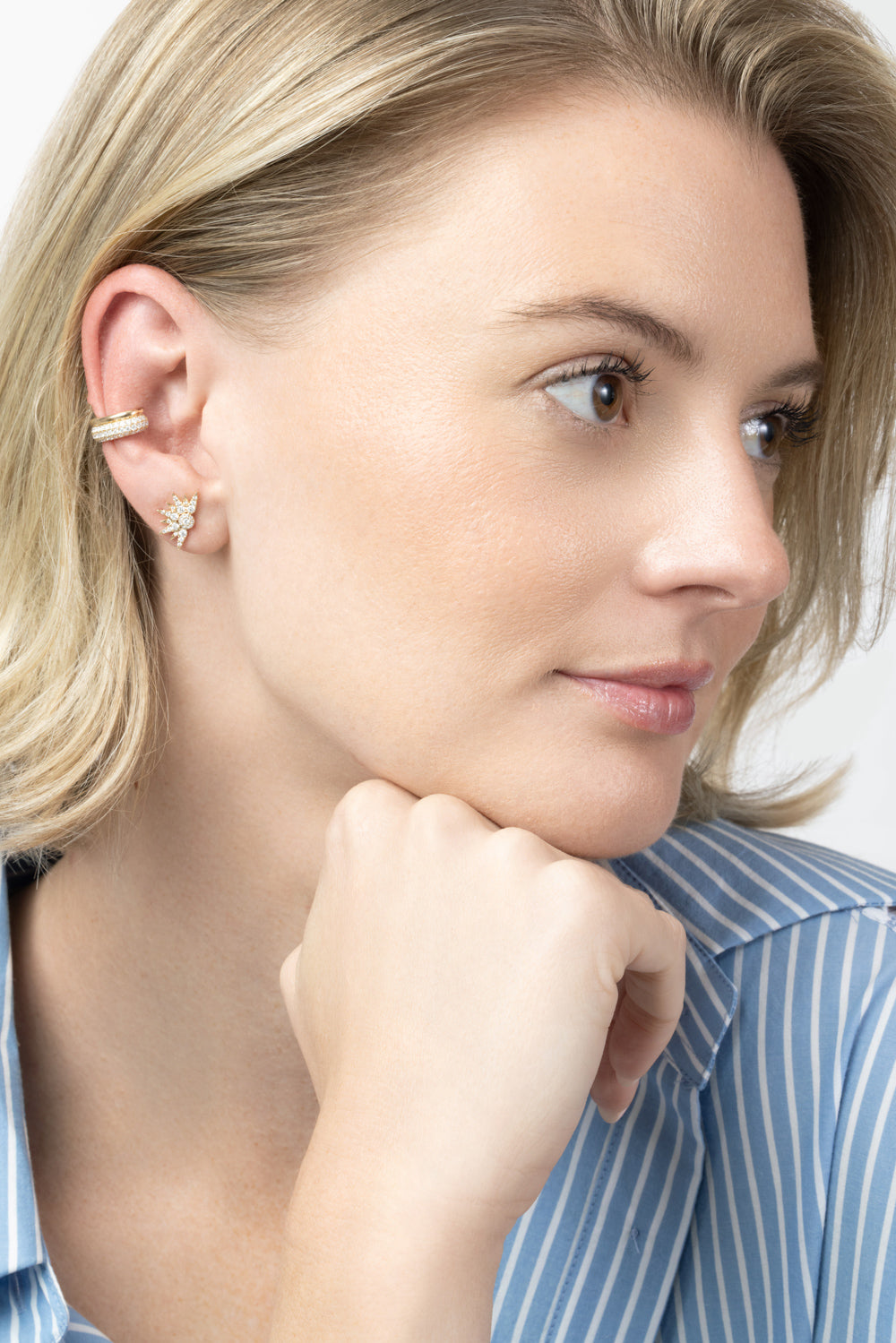  Diamond Sunburst Stud Earrings-YELLOW GOLD-JEWELRYFINE JEWELEARRING-SOFIA LAROUSSI 