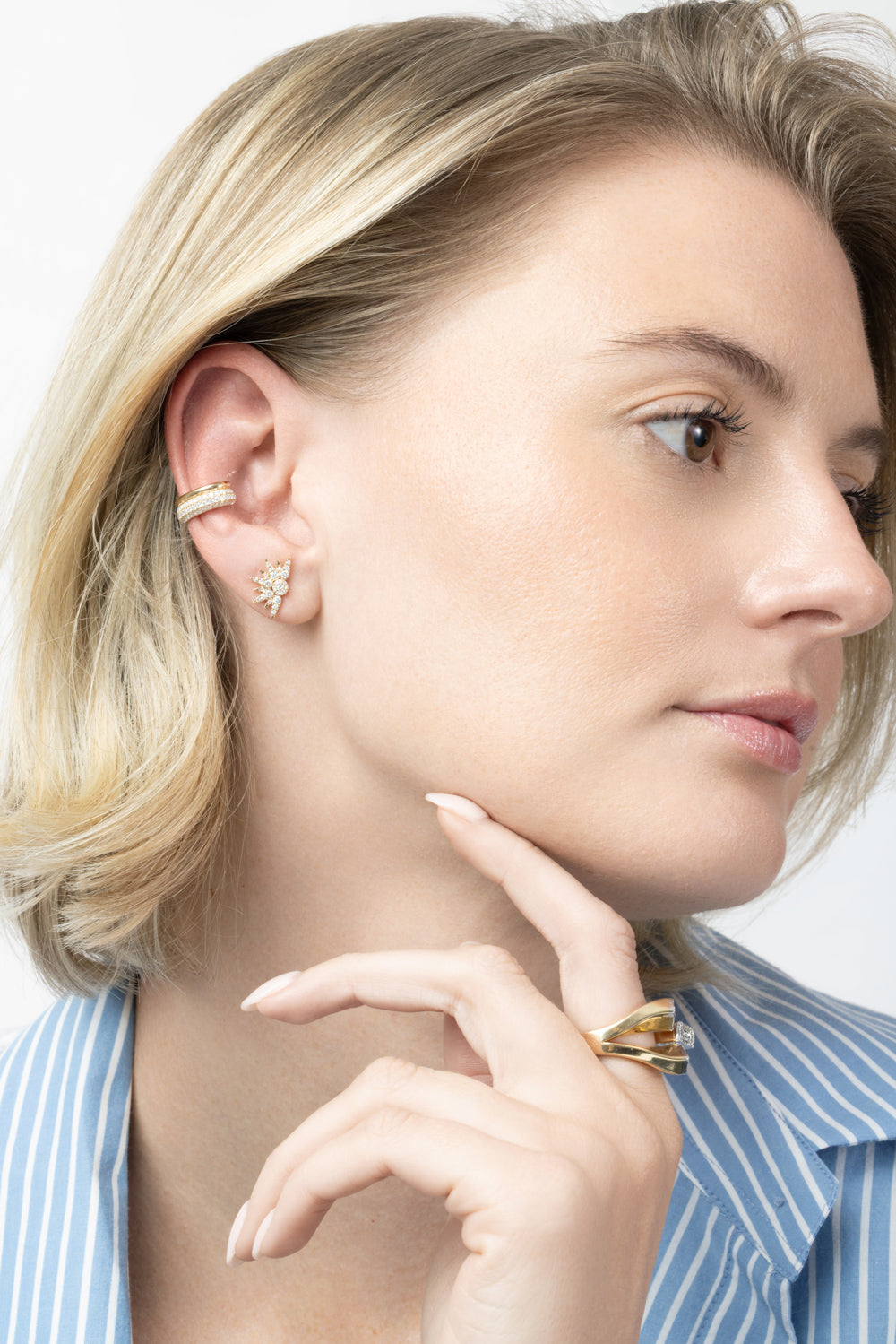  Diamond Sunburst Stud Earrings-YELLOW GOLD-JEWELRYFINE JEWELEARRING-SOFIA LAROUSSI 