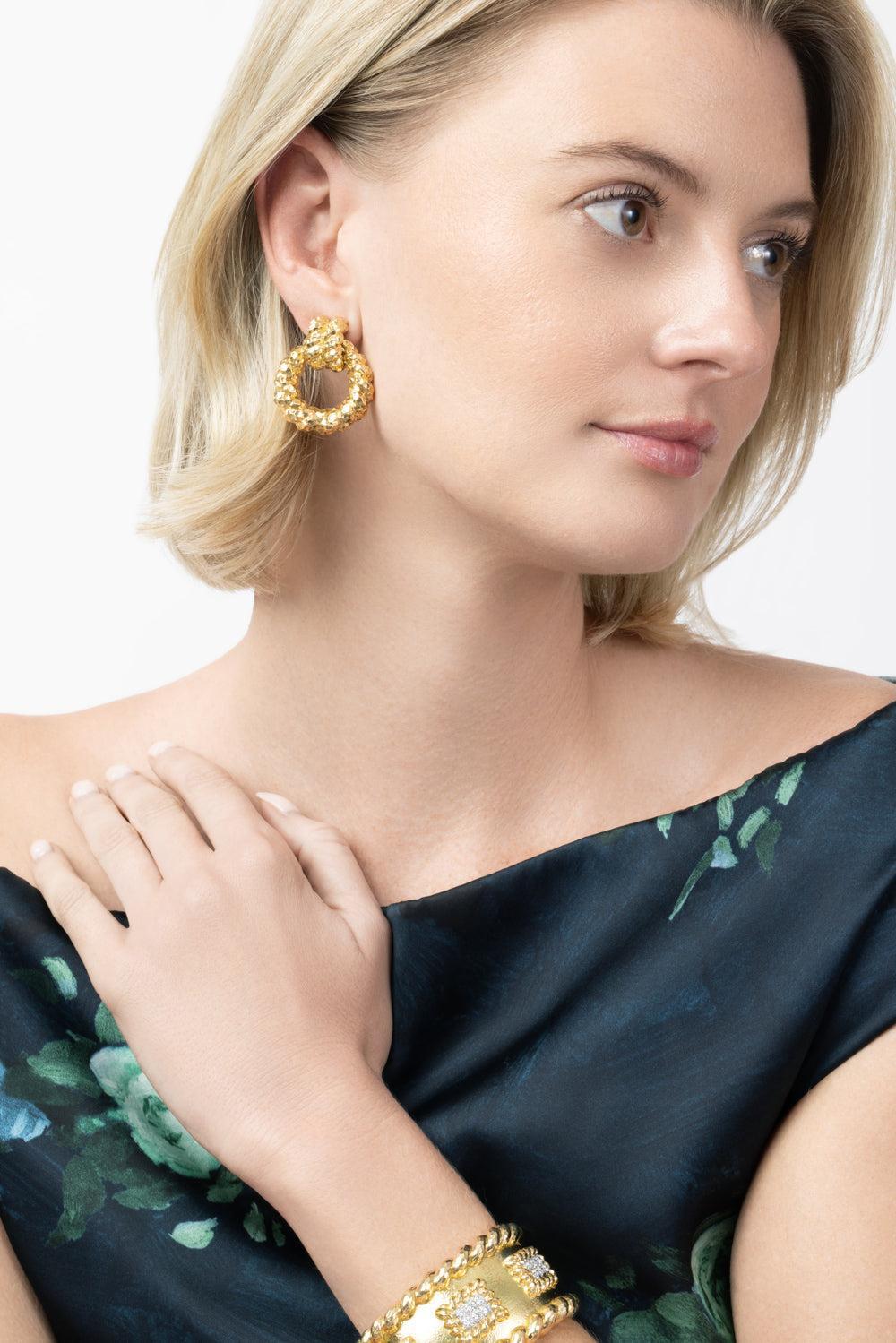 Rope Doornocker Hammered Earrings-YELLOW GOLD-JEWELRYFINE JEWELEARRING-DAVID WEBB