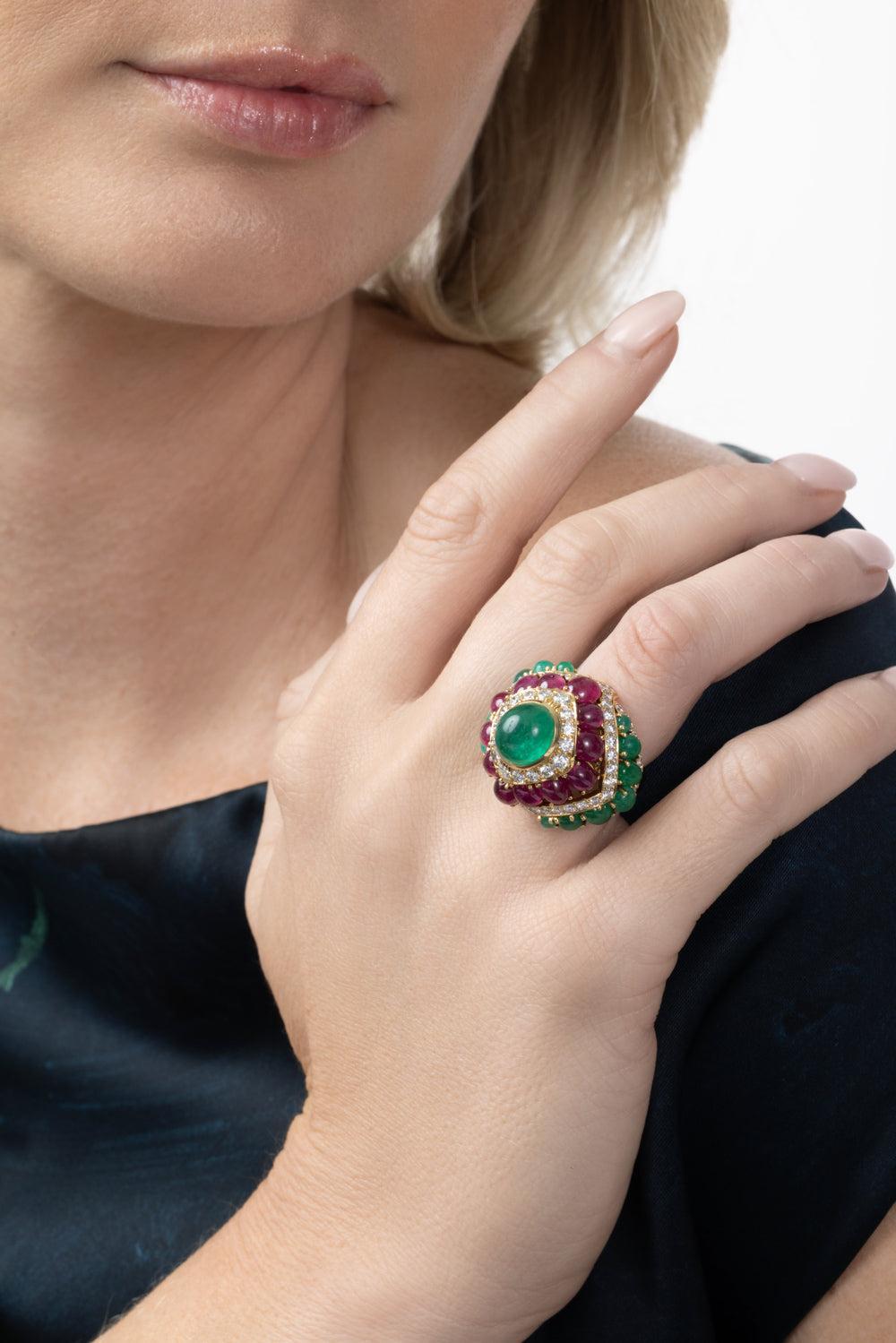 Emerald Ruby Diamond Ring-YELLOW GOLD-4.75-JEWELRYFINE JEWELRING-DAVID WEBB