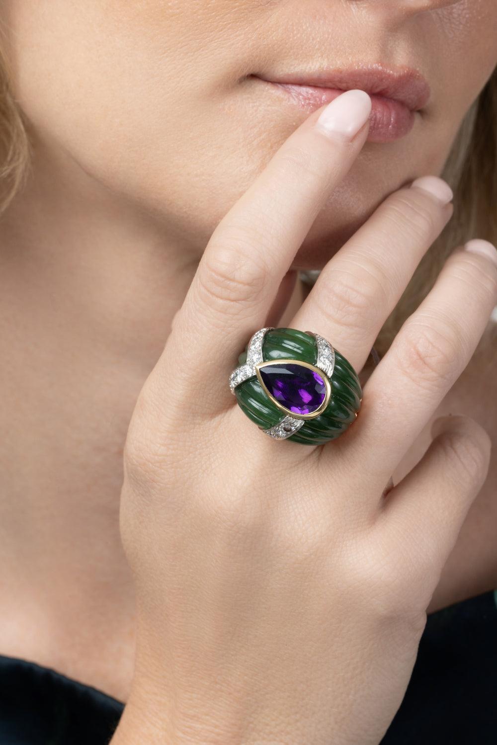  Amethyst Diamond Jade Ring-YELLOW GOLD-6-JEWELRYFINE JEWELRING-DAVID WEBB 