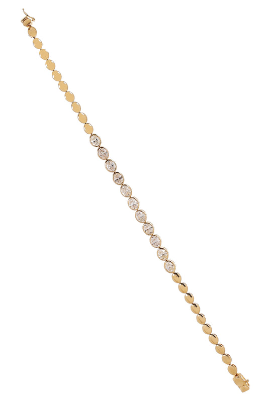 Diamond Oval Bezel Bracelet-YELLOW GOLD-JEWELRYFINE JEWELBRACELET O-SOFIA LAROUSSI