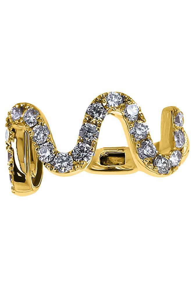 Diamond Wave Ear Cuff - Yellow Gold