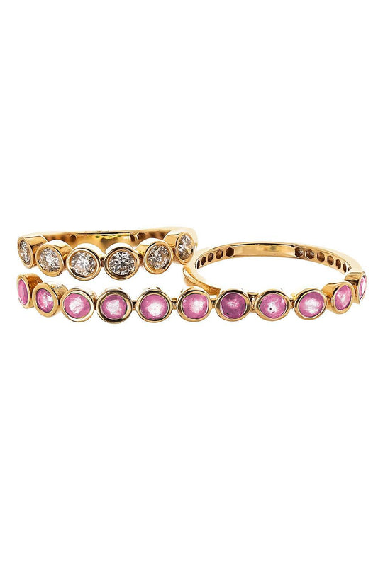 Pink Sapphire Diamond Two Finger Ring-YELLOW GOLD-7.5-JEWELRYFINE JEWELRING-SOFIA LAROUSSI