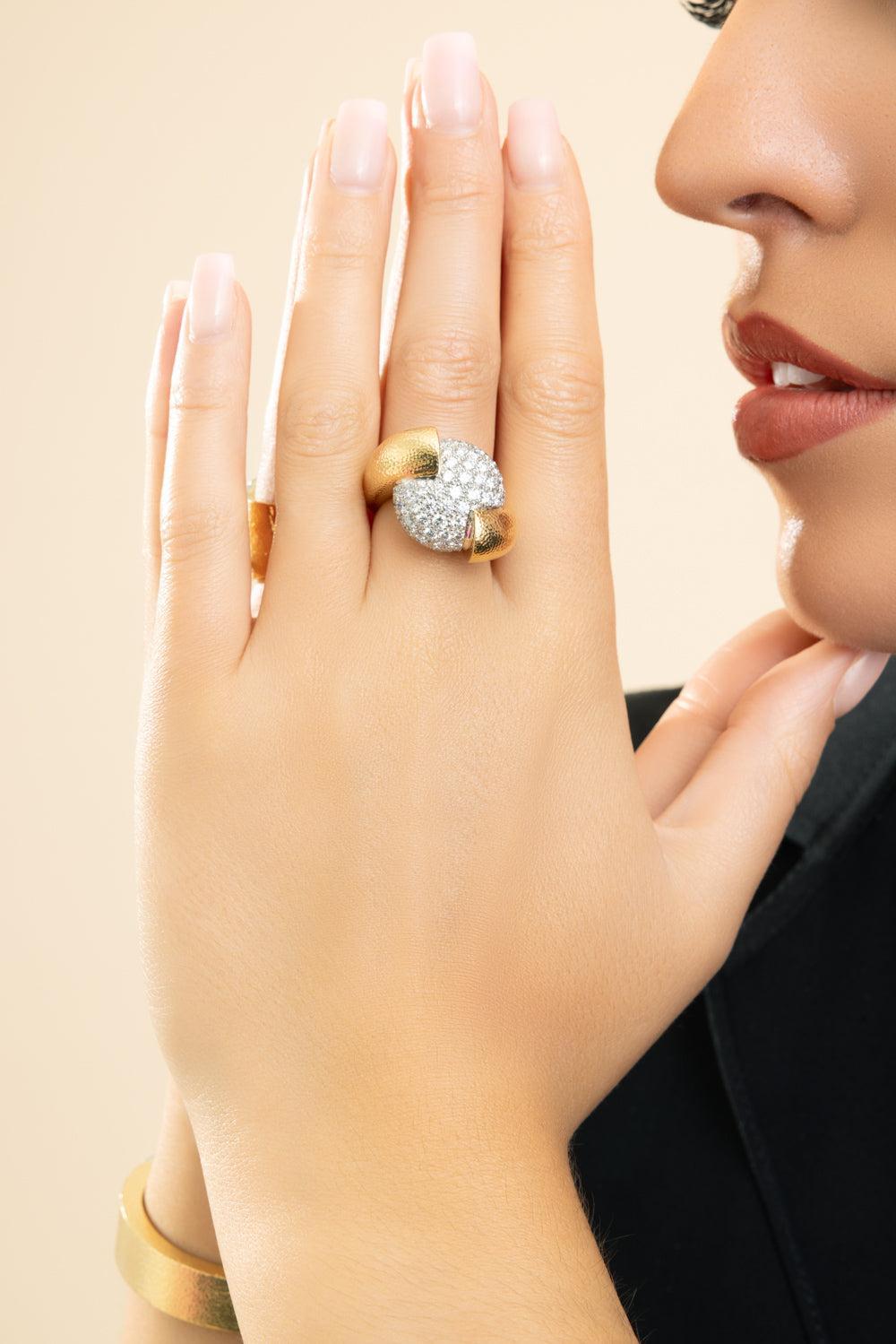 Diamond Bomboloni Ring-YELLOW GOLD-6.5-JEWELRYFINE JEWELRING-DAVID WEBB