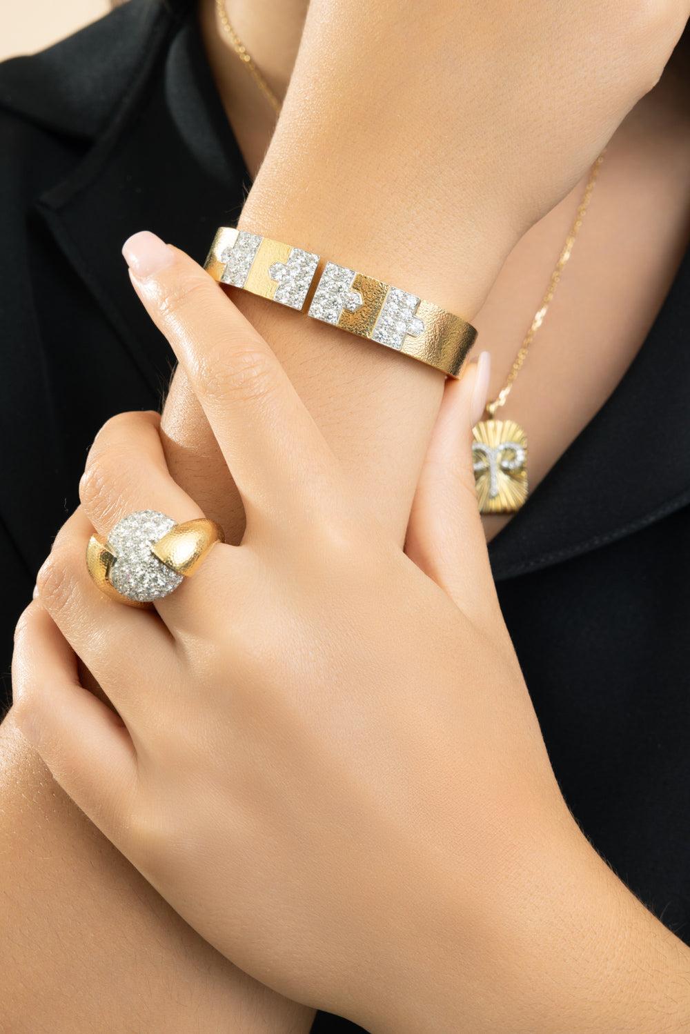 Diamond Squiggle Ring-YELLOW GOLD-6.25-JEWELRYFINE JEWELRING-DAVID WEBB