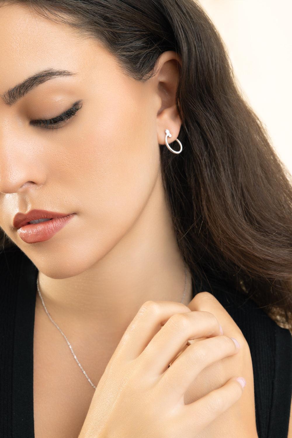 White Sapphire Small Galaxy Wrap Hoop Earrings-SILVER-JEWELRYFINE JEWELEARRING-MONICA RICH KOSANN