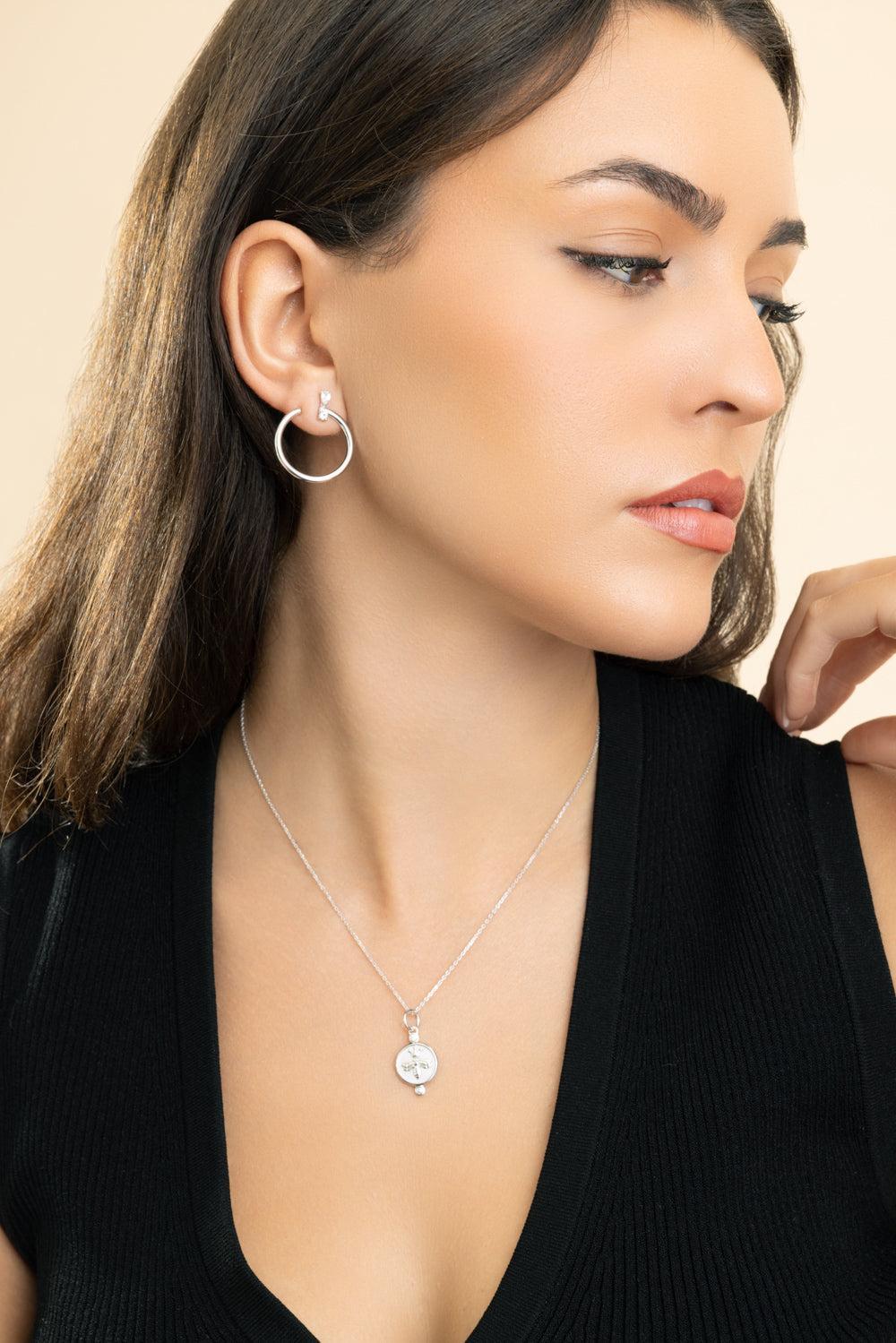 White Sapphire Large Galaxy Wrap Hoop Earrings-SILVER-JEWELRYFINE JEWELEARRING-MONICA RICH KOSANN
