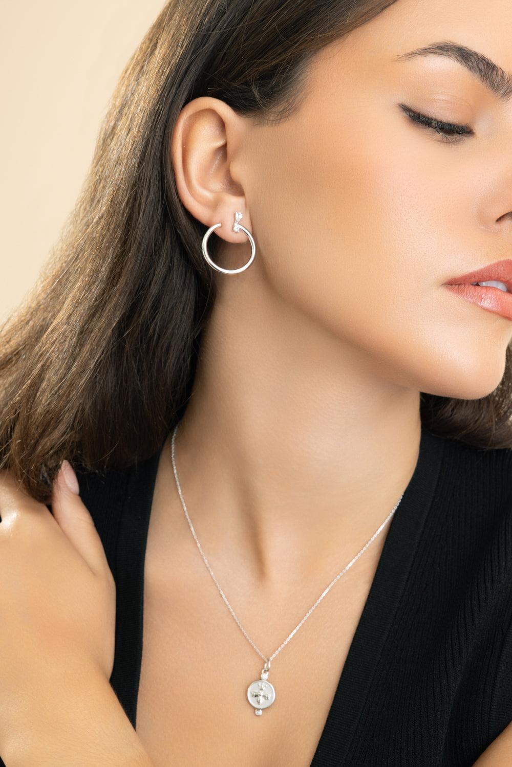 White Sapphire Large Galaxy Wrap Hoop Earrings-SILVER-JEWELRYFINE JEWELEARRING-MONICA RICH KOSANN