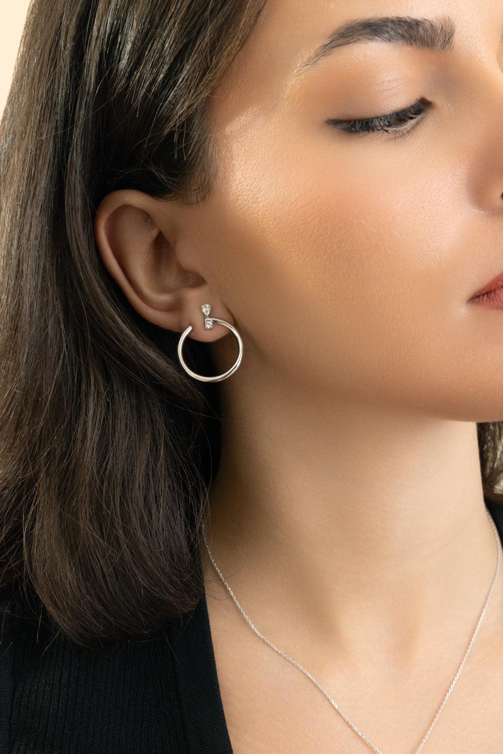 White Sapphire Large Galaxy Wrap Hoop Earrings-SILVER-JEWELRYFINE JEWELEARRING-MONICA RICH KOSANN