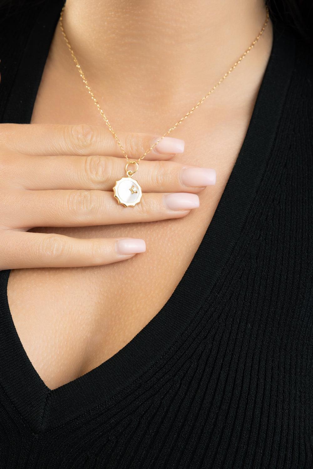 Diamond Sun And Star Happiness Pendant-YELLOW GOLD-JEWELRYFINE JEWELPENDANT-MONICA RICH KOSANN