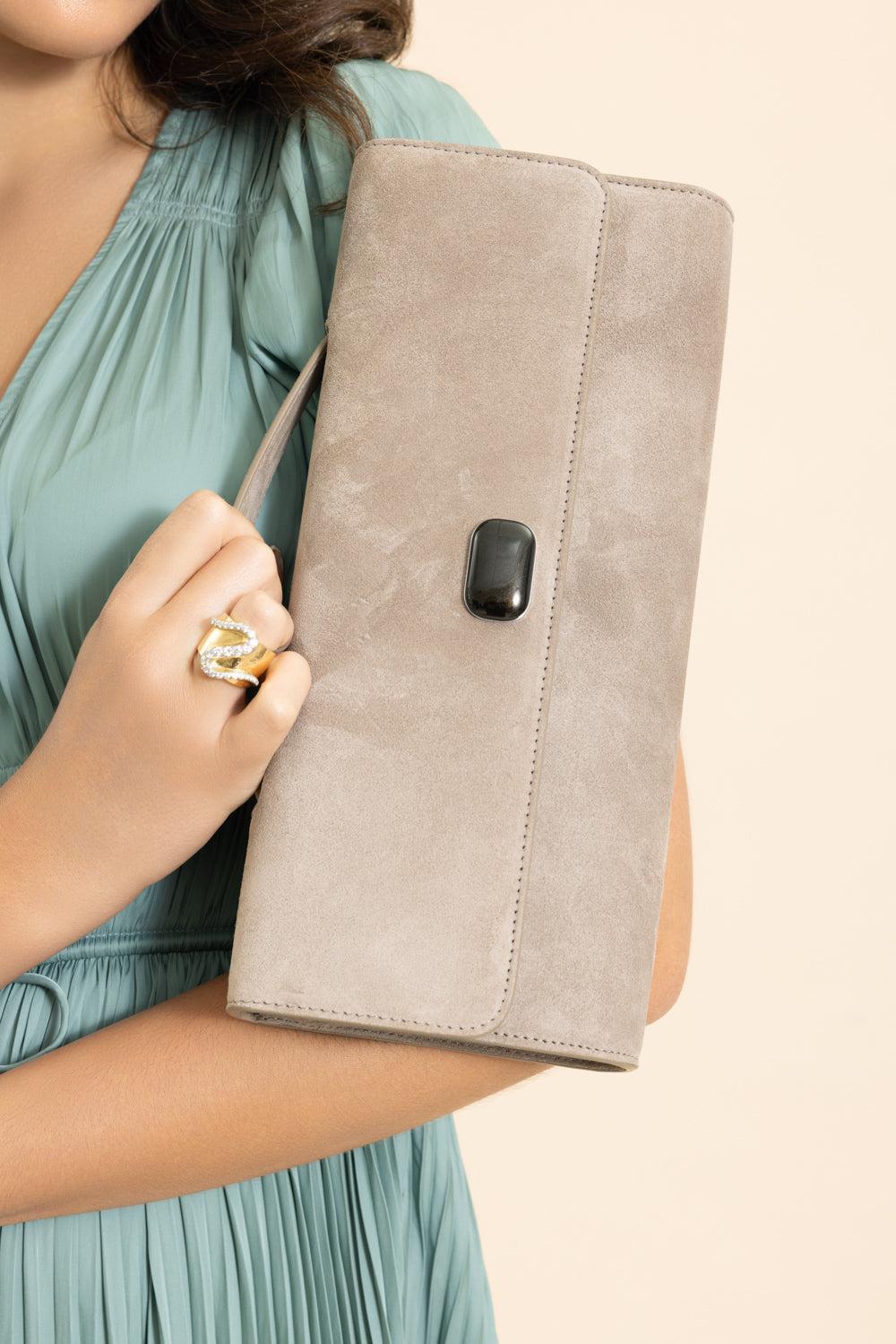Alex Clutch - Stone Grey-STONE-HANDBAGCLUTCHES-JEFFREY LEVINSON