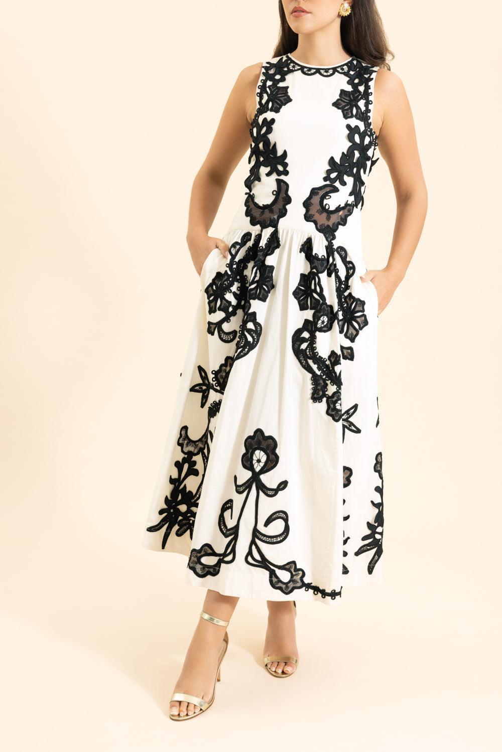 Sonali Sl Emb Midi Dress-CREAM-2-CLOTHINGDRESSCASUAL-ULLA JOHNSON