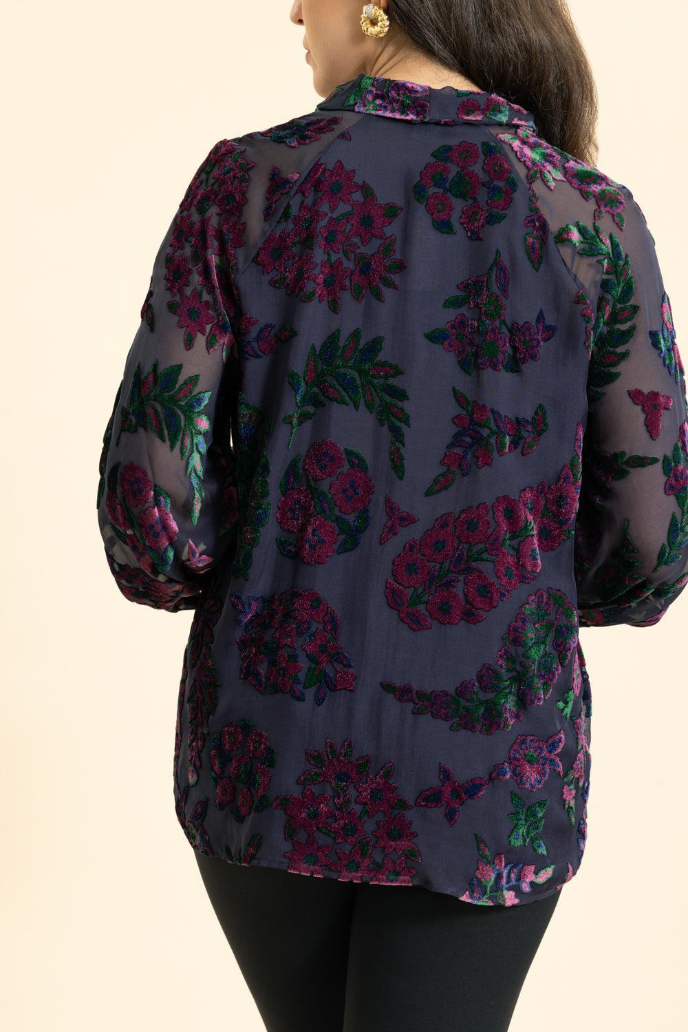 Tie Neck Blouse-BLUE-38-CLOTHINGTOPBLOUSE-ETRO